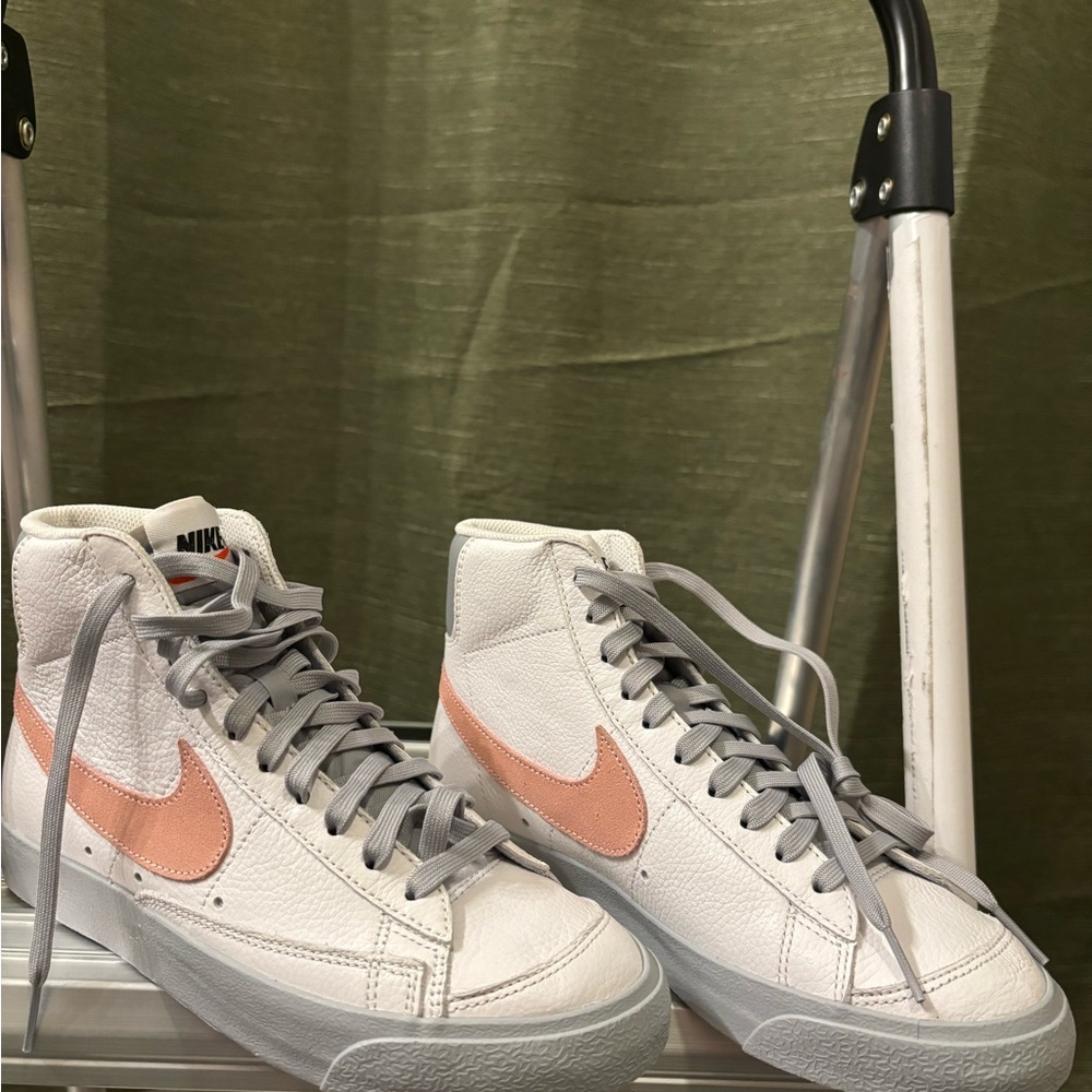 Nike White and Peach High-Top Sneakers